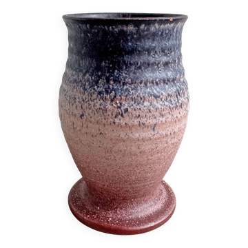 Vase en céramique vintage bleu et rose