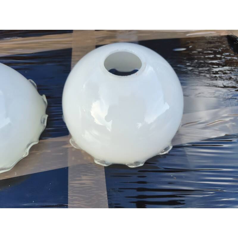 3 white opaline glass tulips from the 1960s
