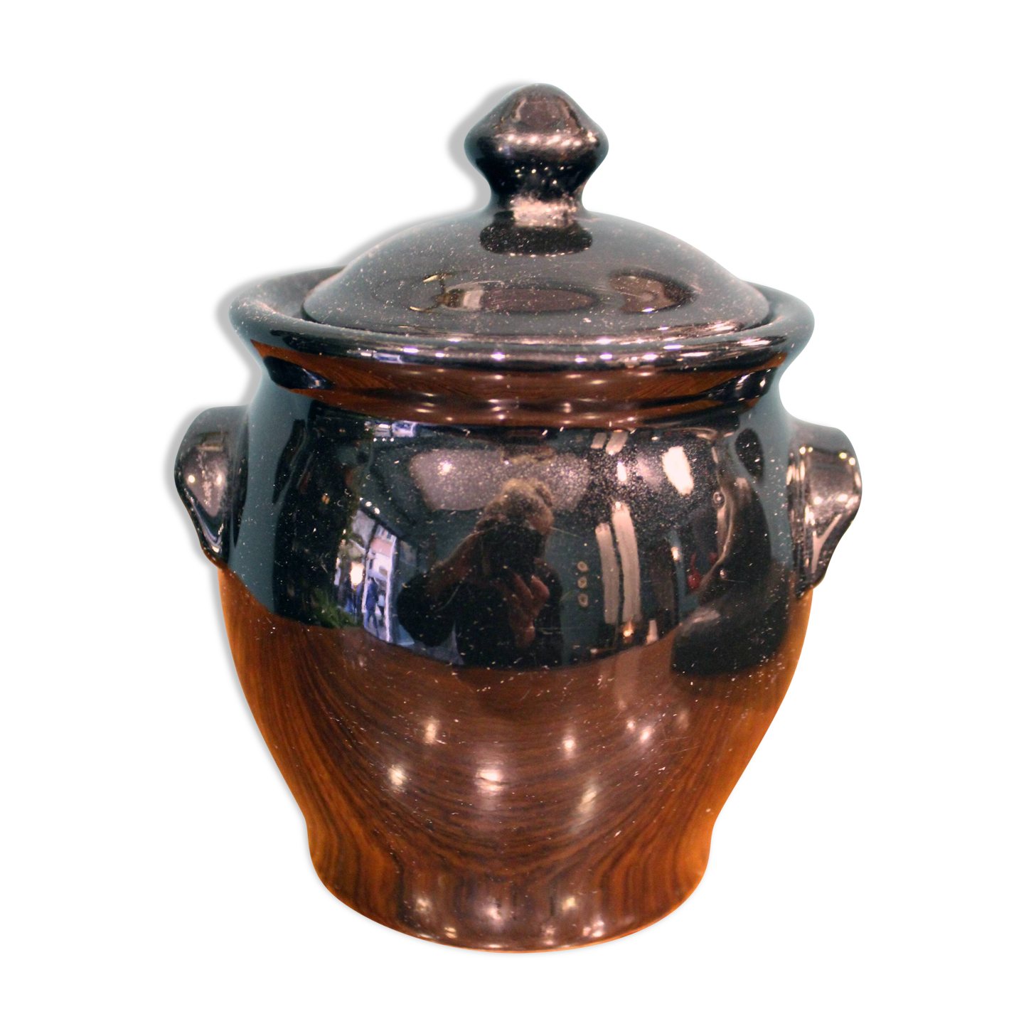 Vaso container, laccato black decorated in gold, France 1970s, in ottimo stato.