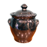 Vaso container, laccato black decorated in gold, France 1970s, in ottimo stato.