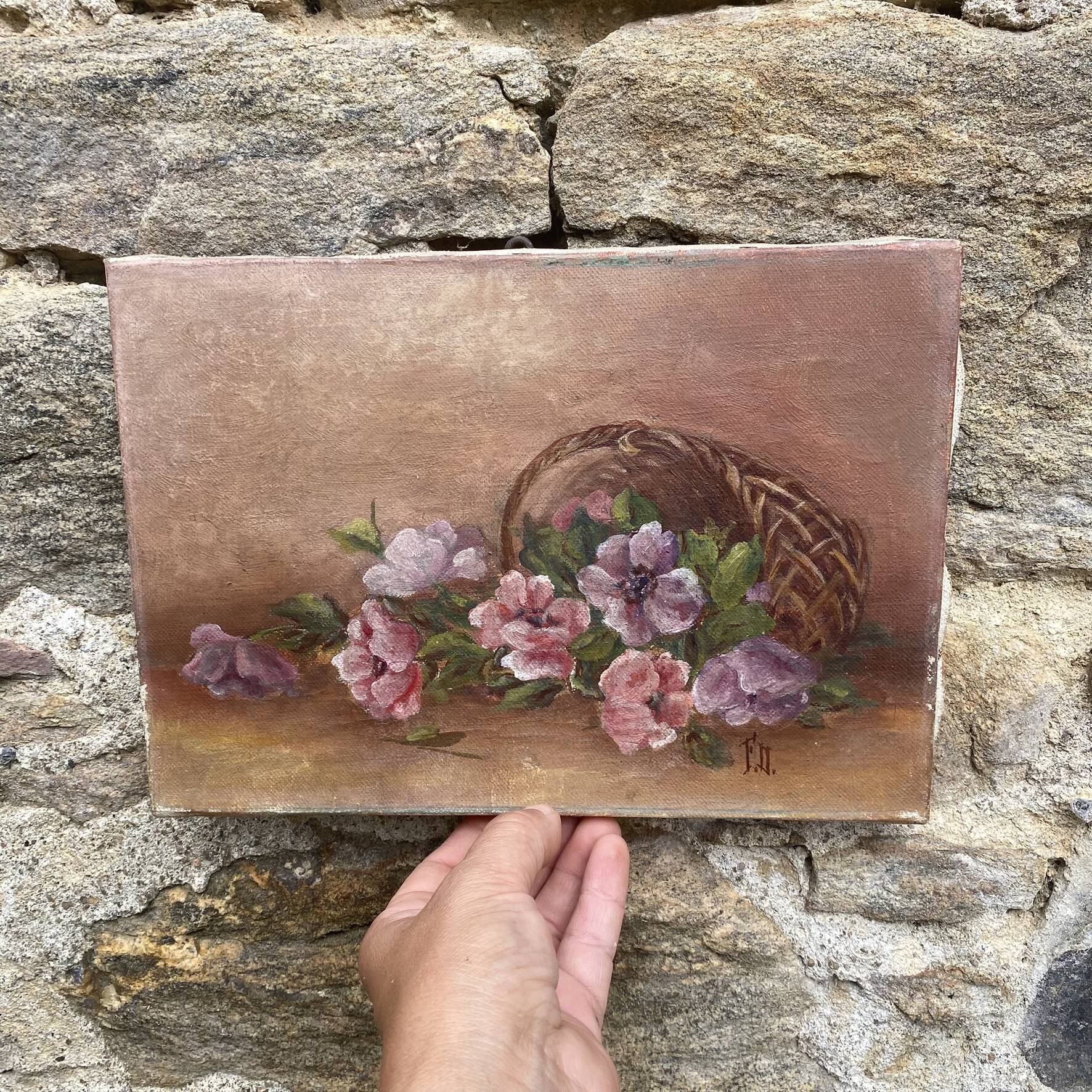Painting bouquet, canvas on frame flowers 27X19.5