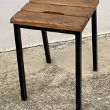 Vintage 1950s iron and wood stool