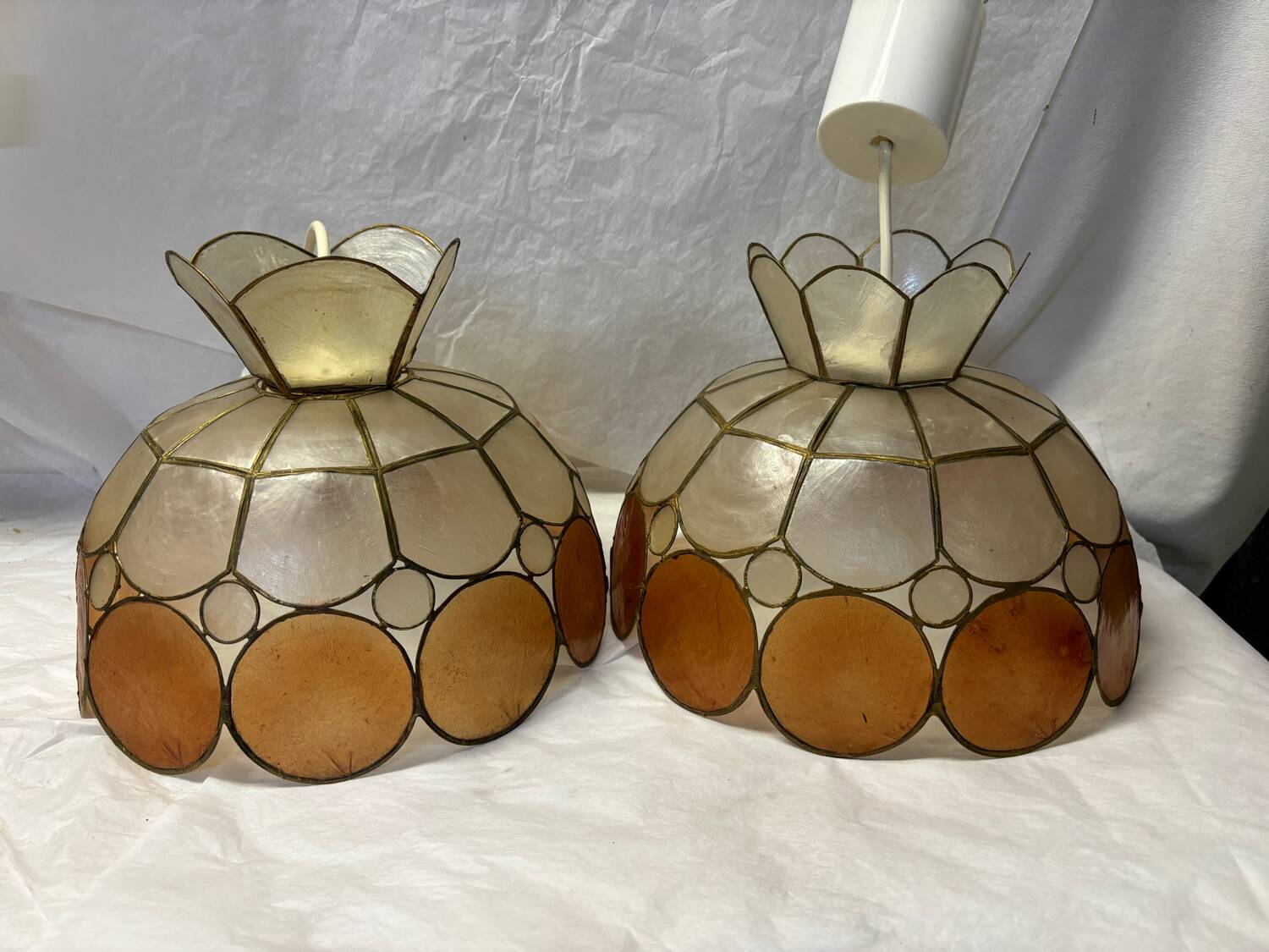 Pair of mother-of-pearl chandeliers