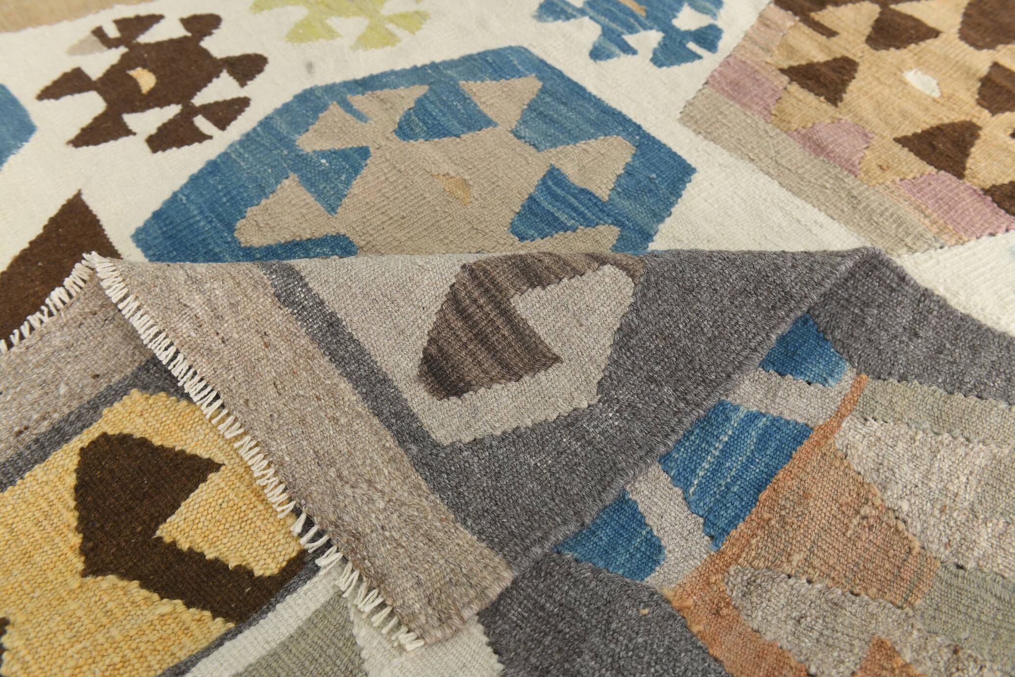 Tapis Kilim de luxe de style rare géométrique 9x11, tapis Kilim vintage de grande surface