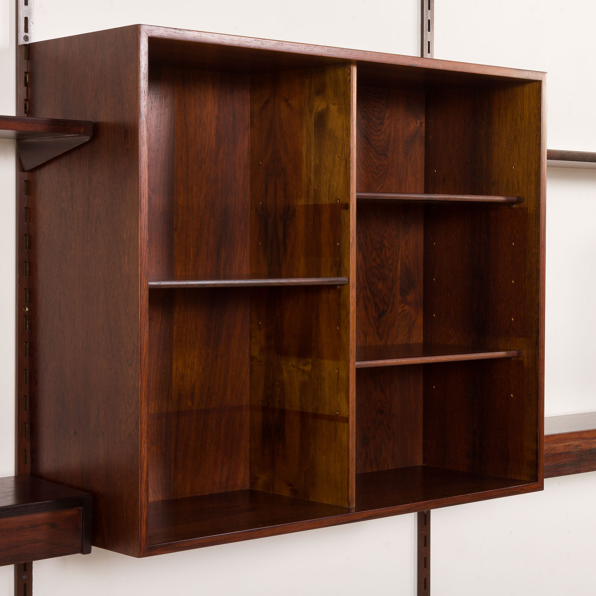 Kai Kristiansen rosewood wall unit with 2 lamps for FM Mobler, Denmark 1960s