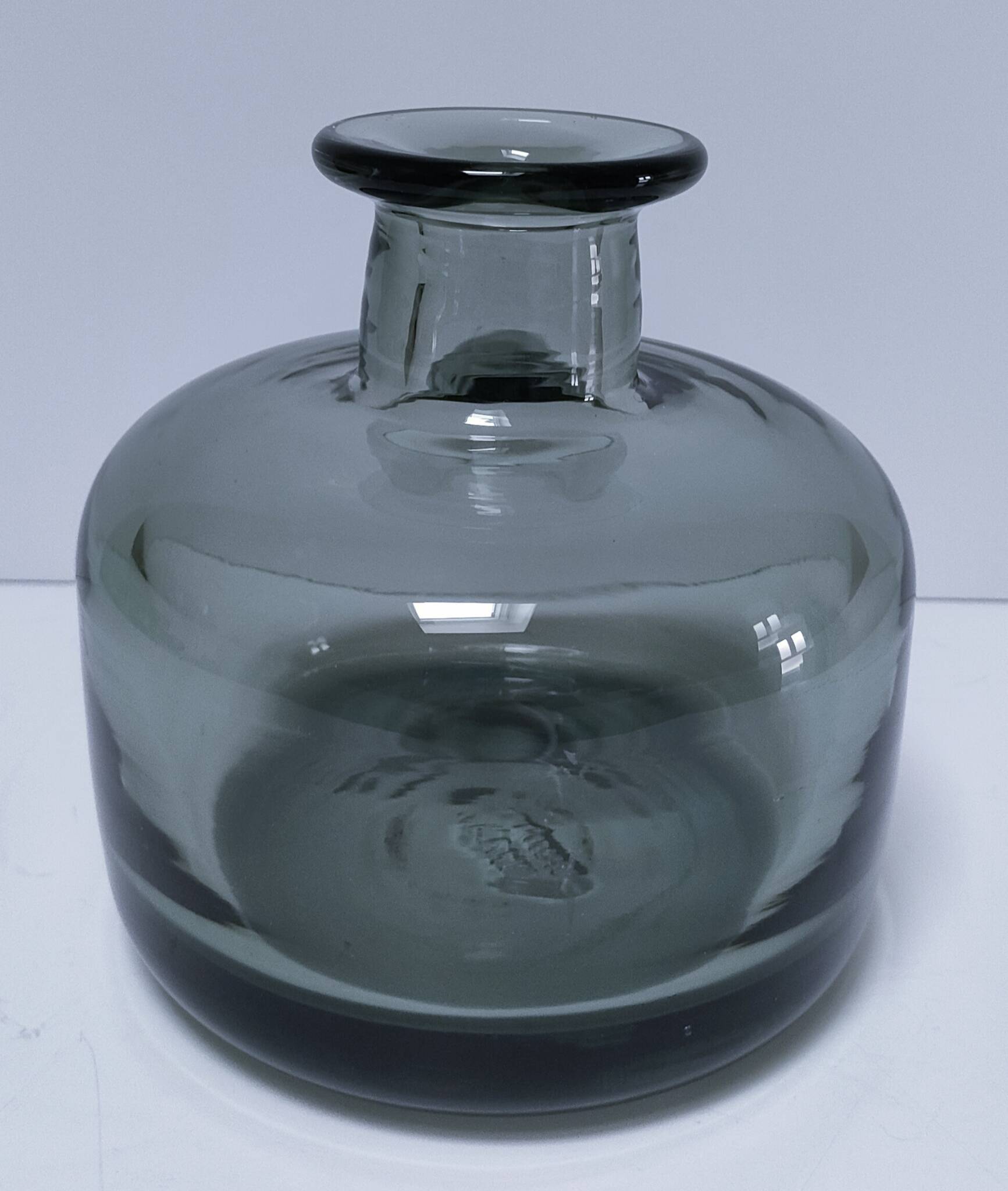 smoked grey glass vase Vallauris 1970s