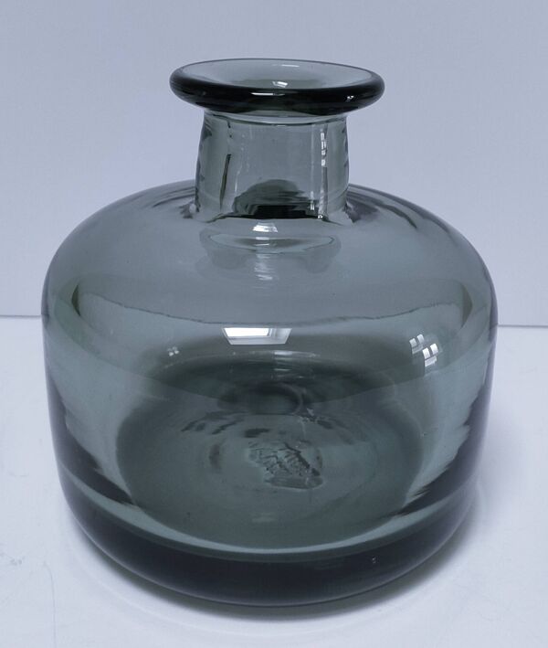 Vase Verval Vallauris en verre fumé gris, années 70