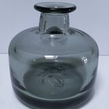 smoked grey glass vase Vallauris 1970s