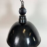 East German Black Enamel Factory Light by Lbd Veb Leuchtenbau Dresden, 1950