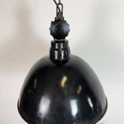 East German Black Enamel Factory Light by Lbd Veb Leuchtenbau Dresden, 1950