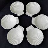 6 Pillivuyt white porcelain shell bowls