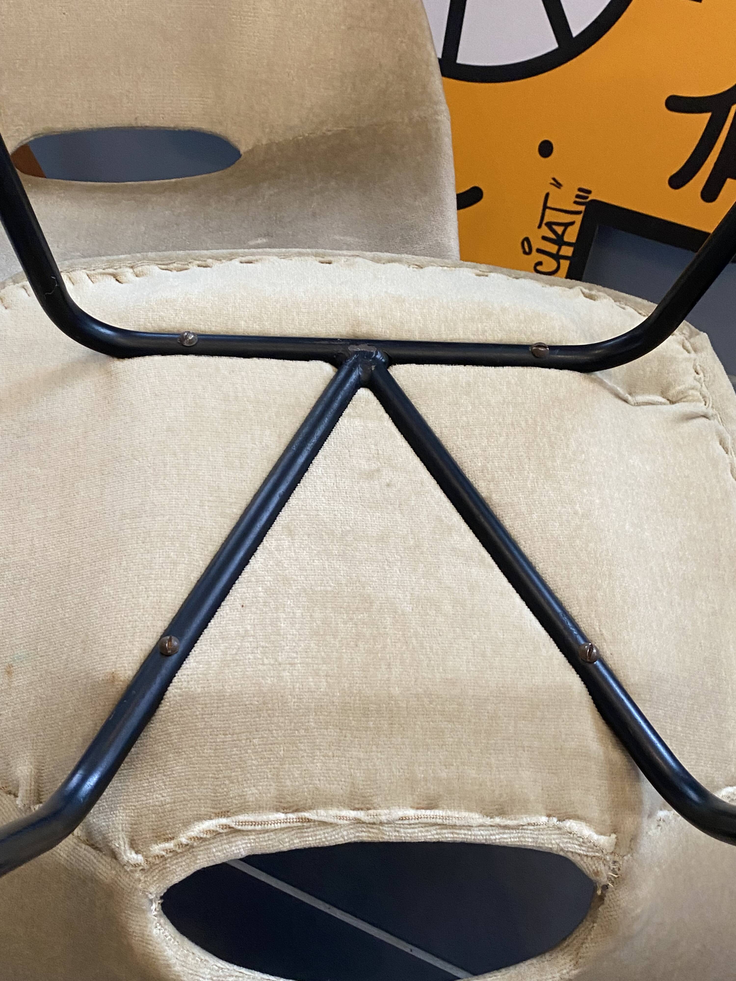 A barrel chair by Pierre Guariche, Steiner, vintage beige fabric from the 1950s.