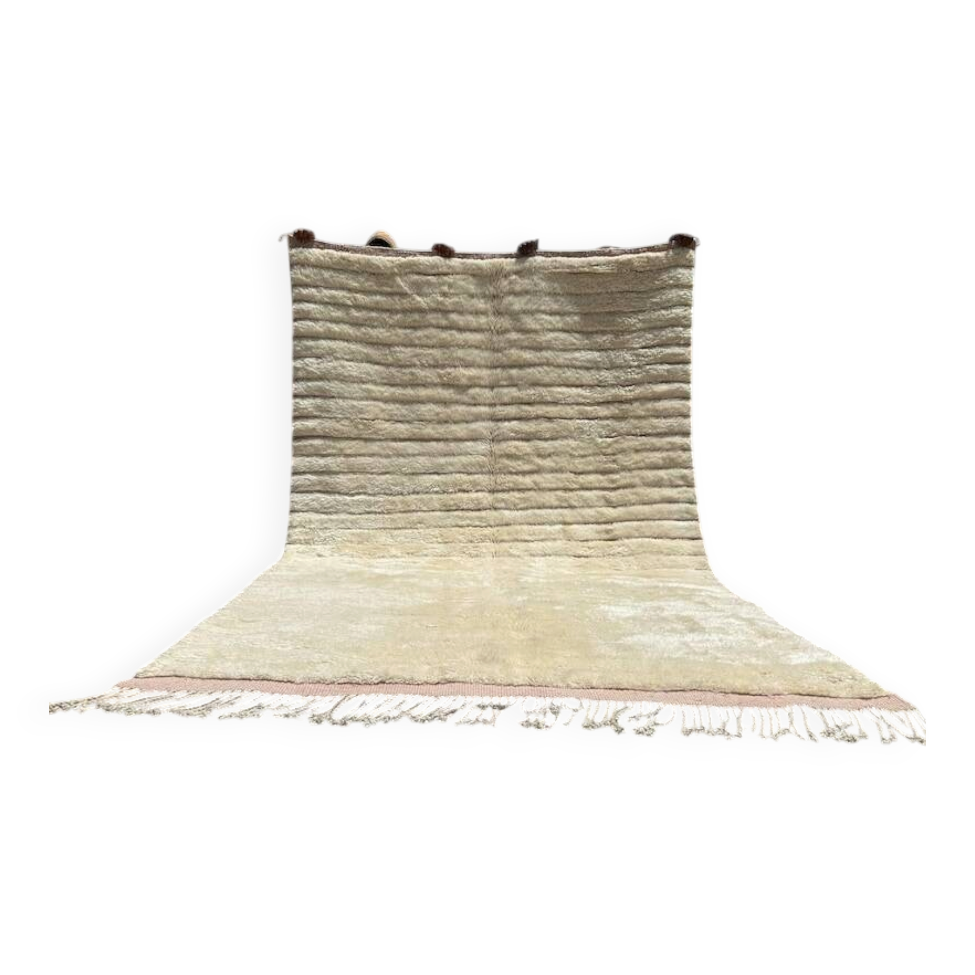 Ecru and beige Moroccan Mrirt rug 350x250 cm – textured minimalist design
