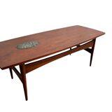 Vintage teak coffee table with mosaic accent