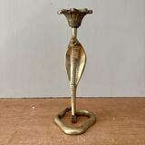 Vintage brass cobra candle holder