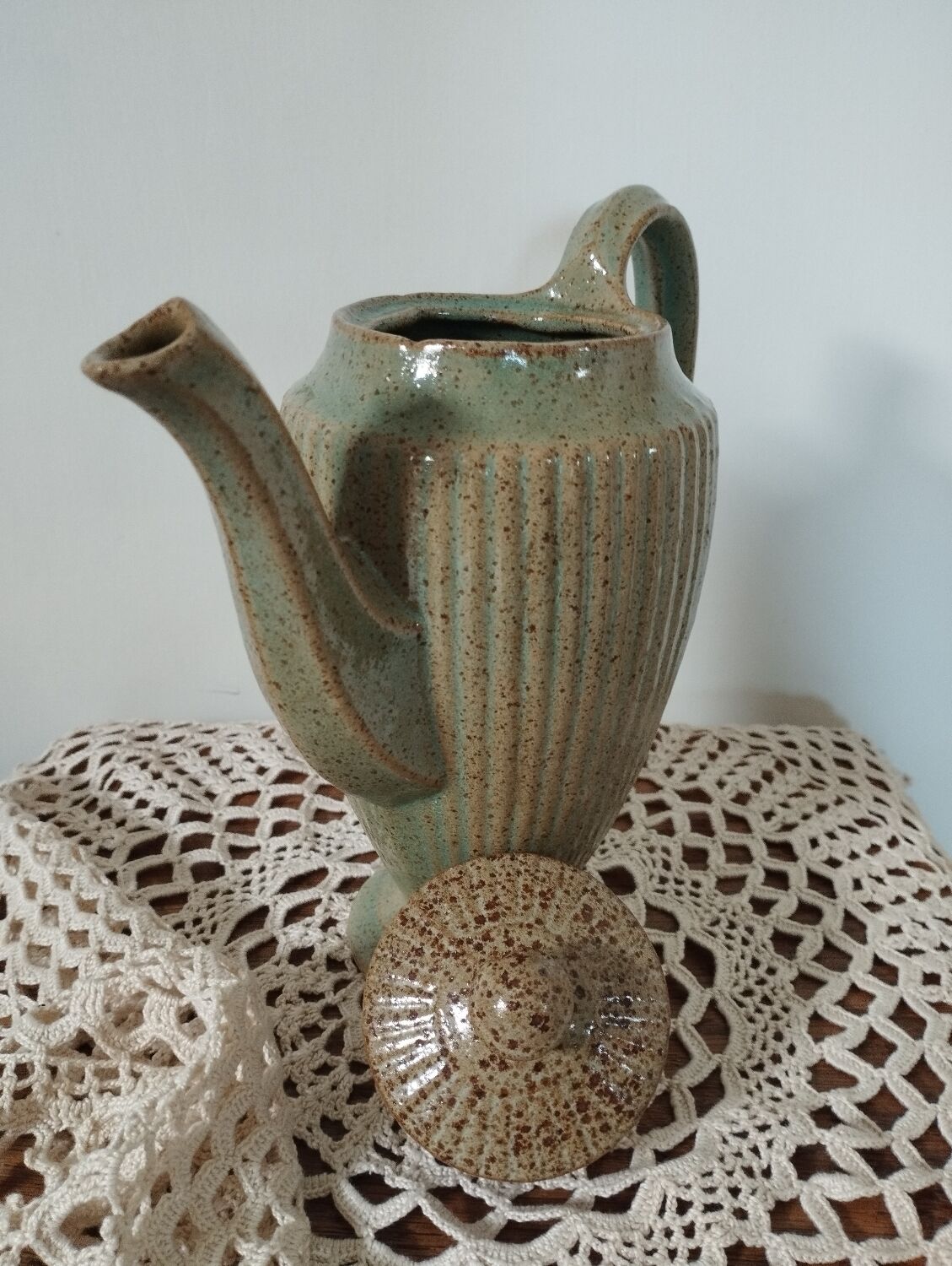 Celadon green ceramic jug/teapot