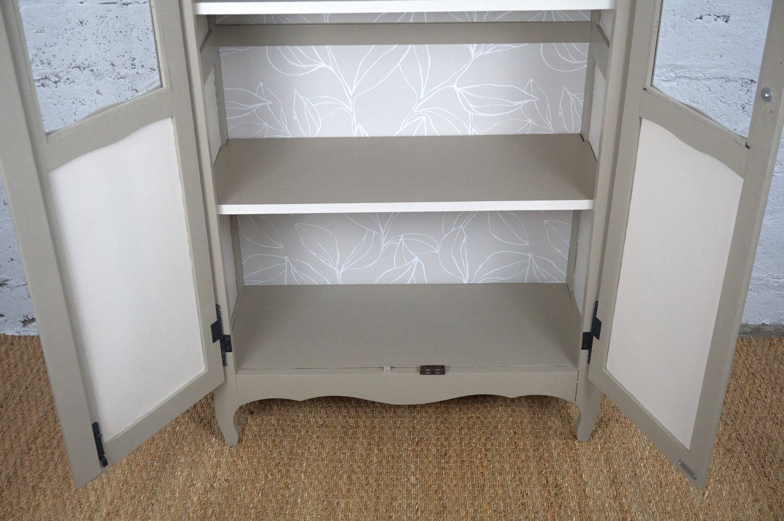 Parisian showcase dresser revamped country style wallpaper paint