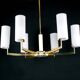Brass and white chandelier, six opalines, Italy