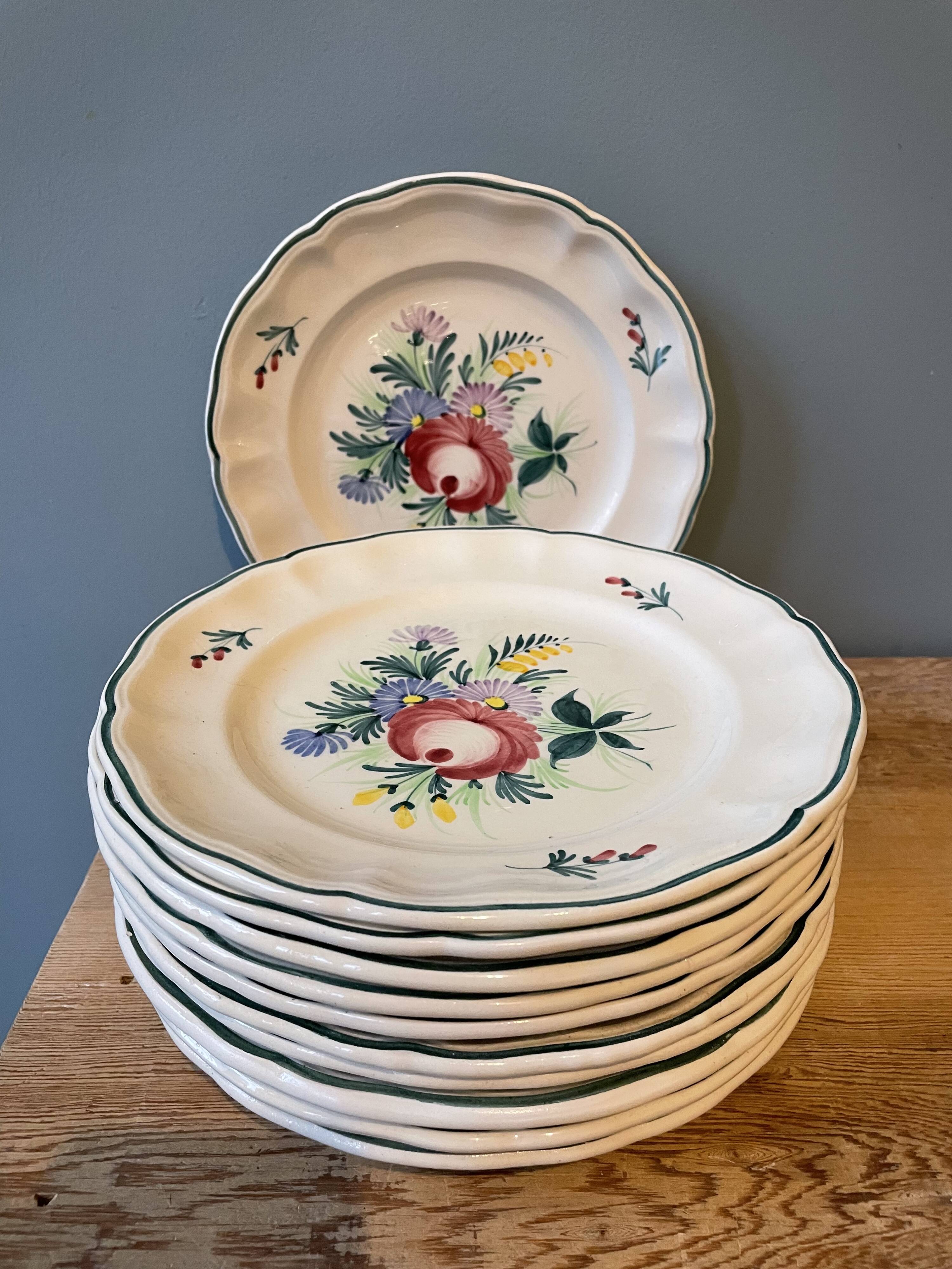Set of 11 Saint Clément earthenware dessert plates France