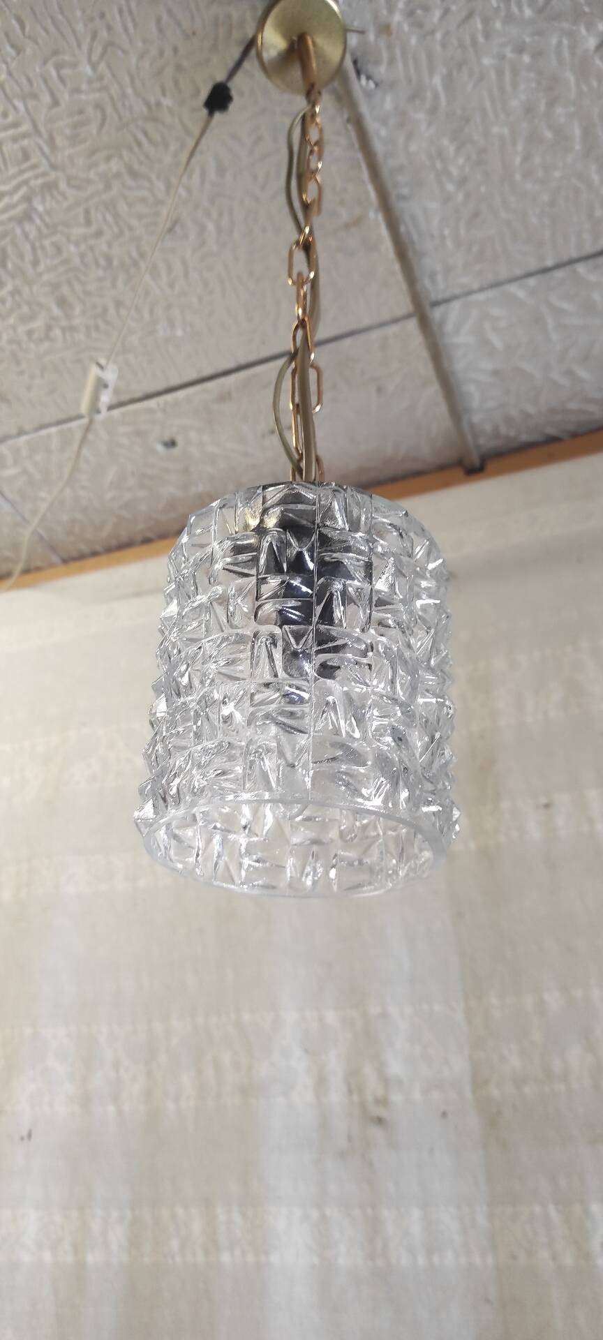 Glass and gilded metal suspension - mid 20th century