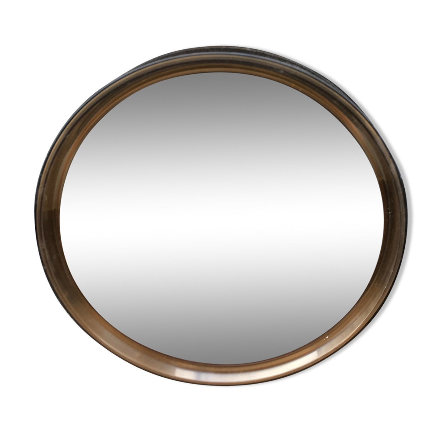 Round mirror plexiglass smoked gilac 1970 brown 40 cm