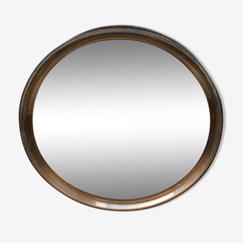 Round mirror plexiglass smoked gilac 1970 brown 40 cm