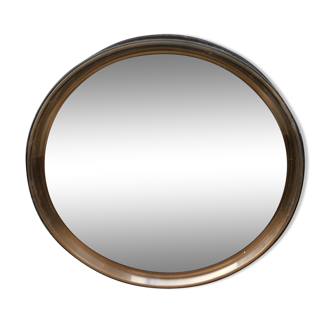 Round mirror plexiglass smoked gilac 1970 brown 40 cm
