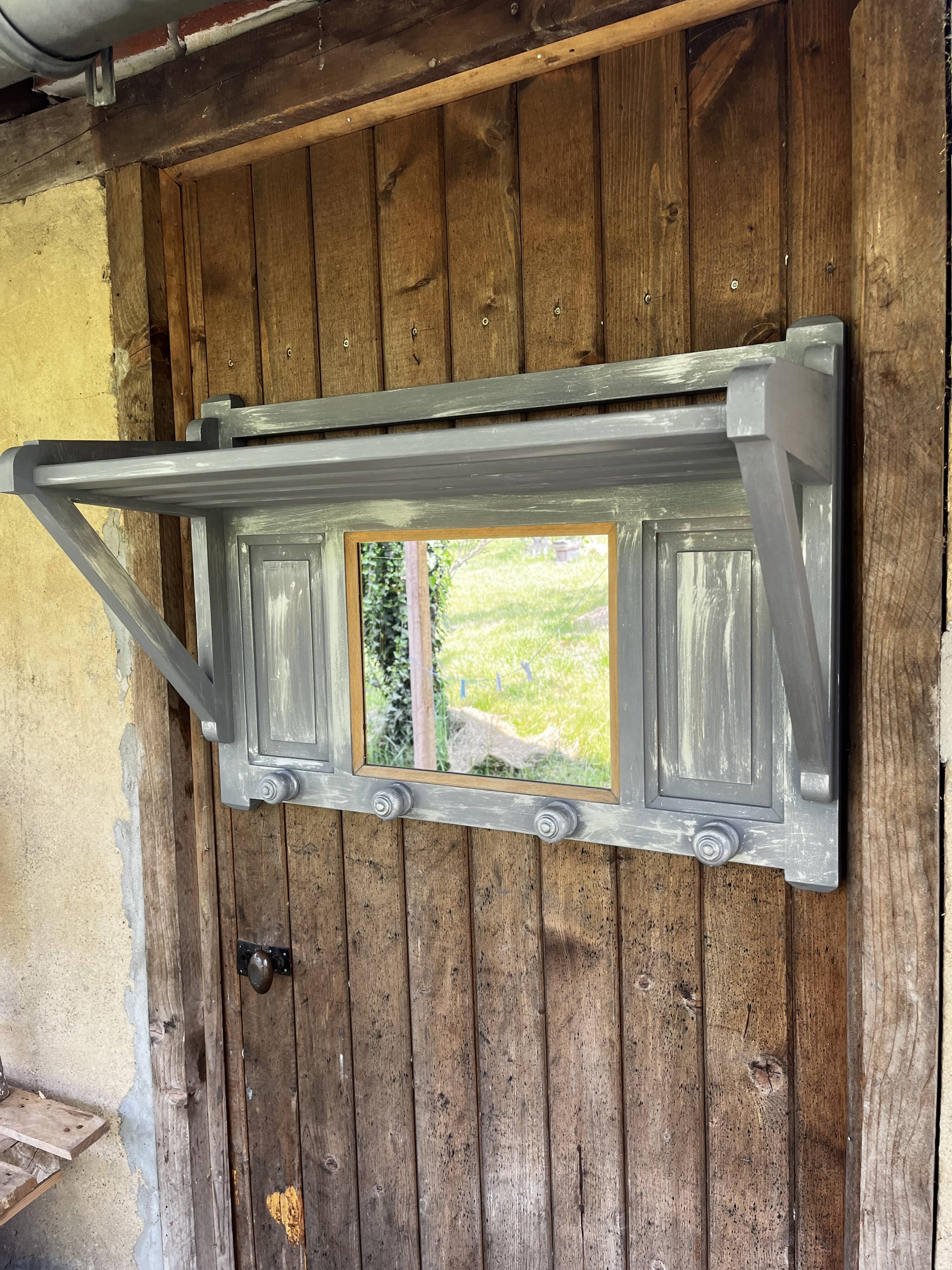 Wooden wall coat rack 4 pateres