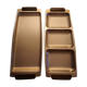 Duo of brushed stainless steel service trays - anses bois - 1970s/80s