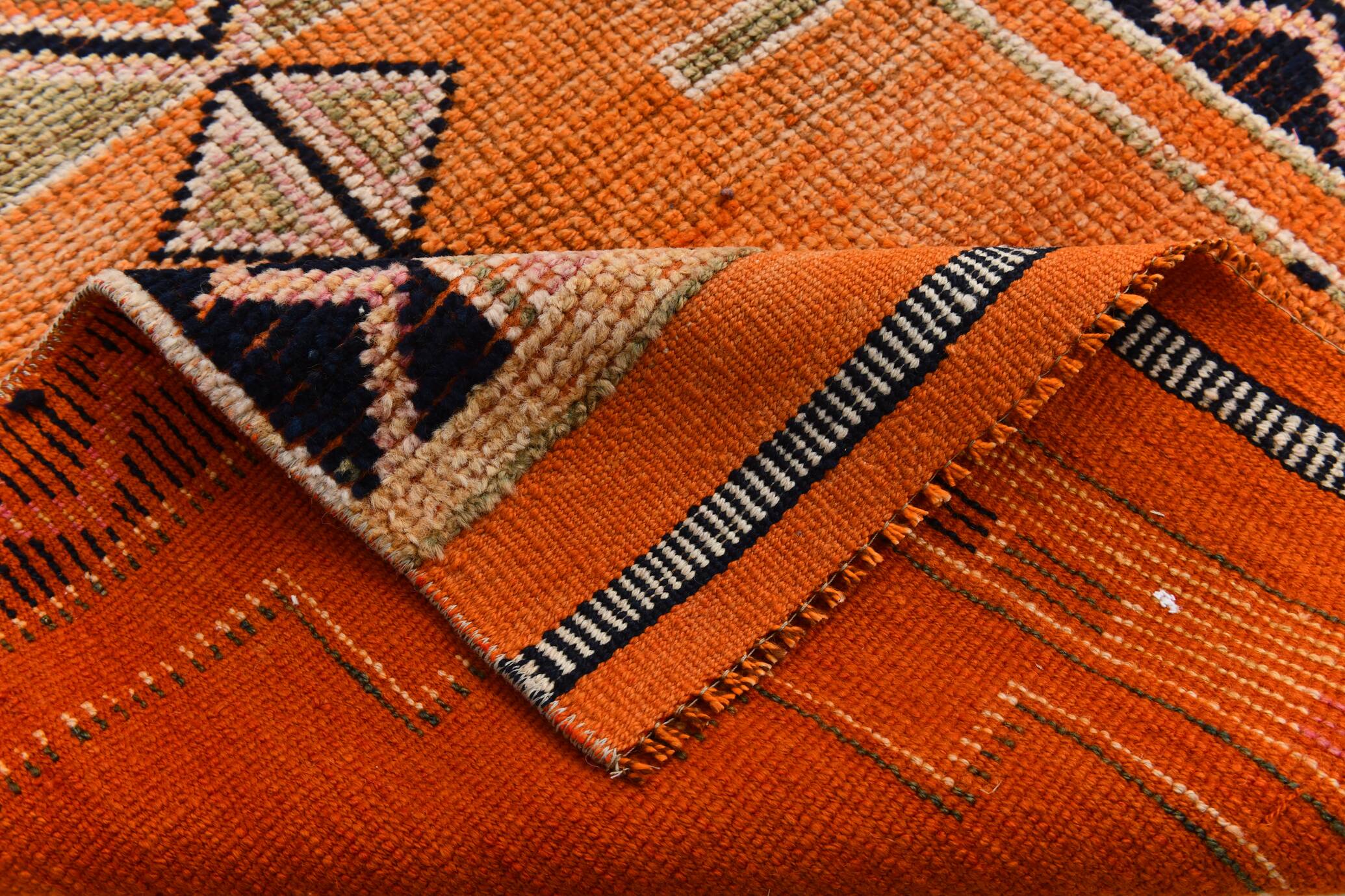 Pumkin Orange Pattern Vintage Runner Rug, 88x291 Cm