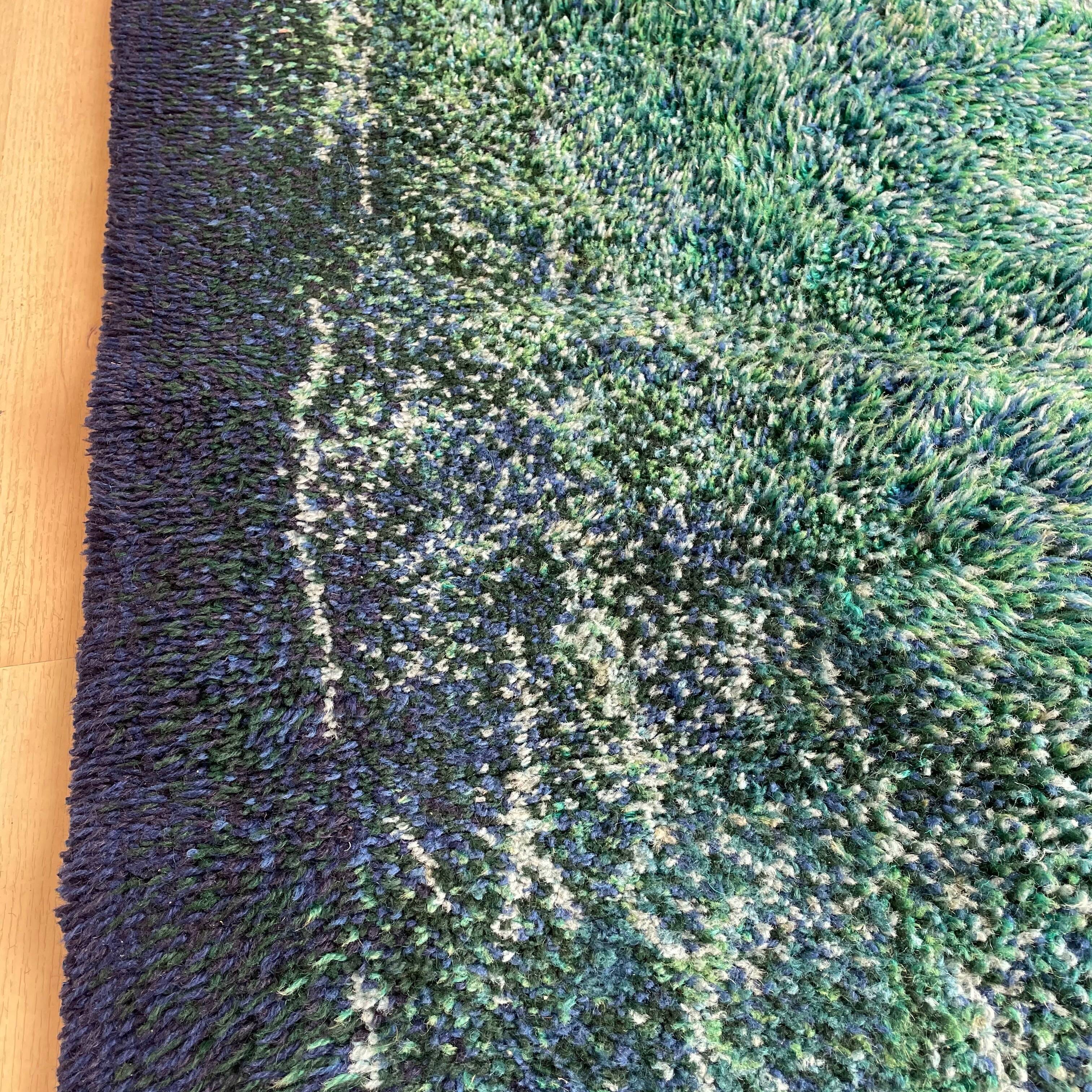 Large "space design" multi-color high pile rya rug by desso netherlands, 1970