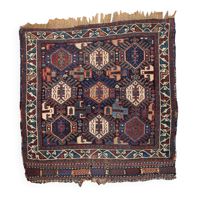 Tapis persan Khamseh antique fait main, années 1880