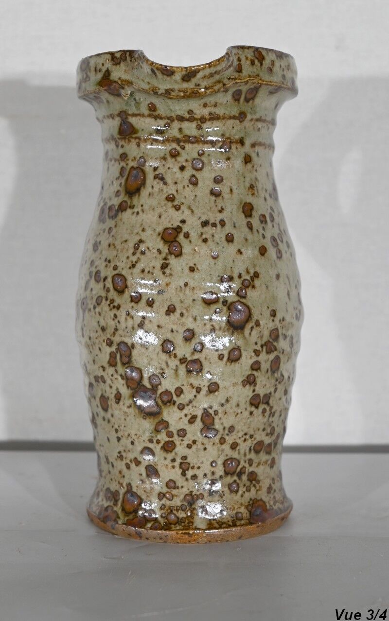 Enamelled stoneware pitcher, signed G. Tiffoche – XXth