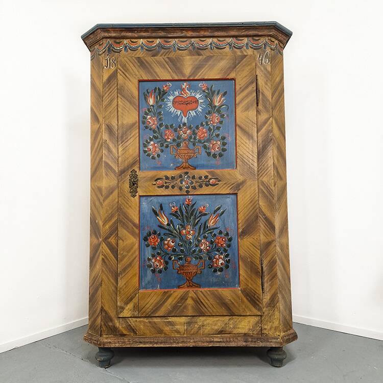 Painted Folk Art Bridal Cupboard