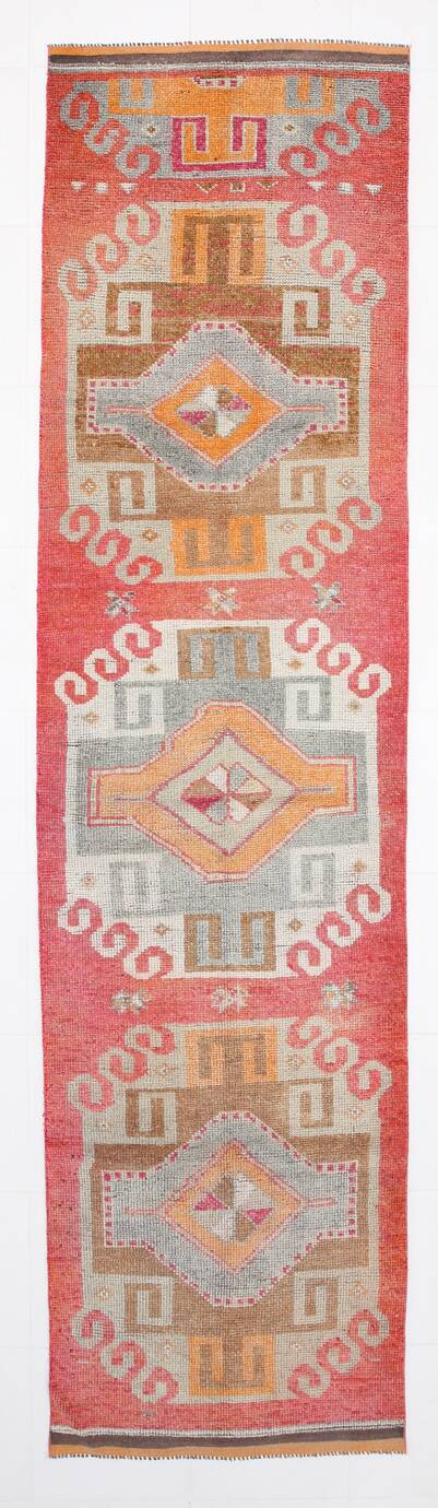 3x12 Super Soft Multicolor Vintage Runner Rug, 91x355Cm