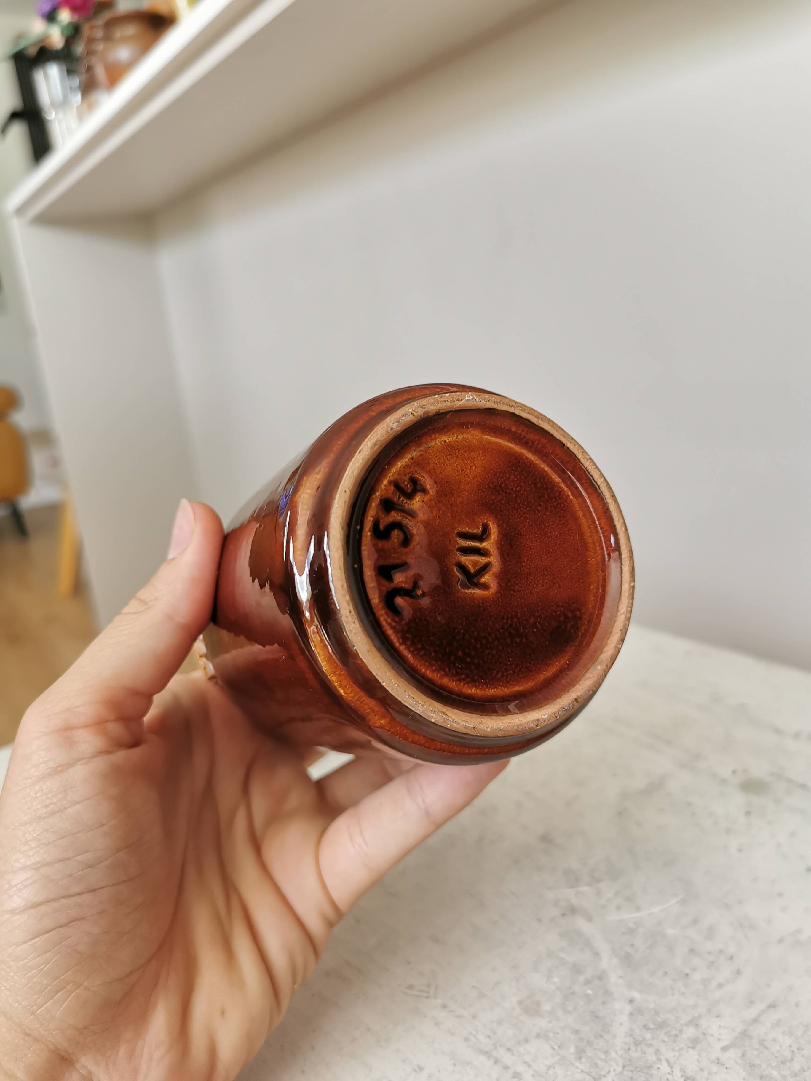 Vintage KIL Yugoslavia Ceramic Vase: Speckled Brown Glaze, 1970s Rustic Pot