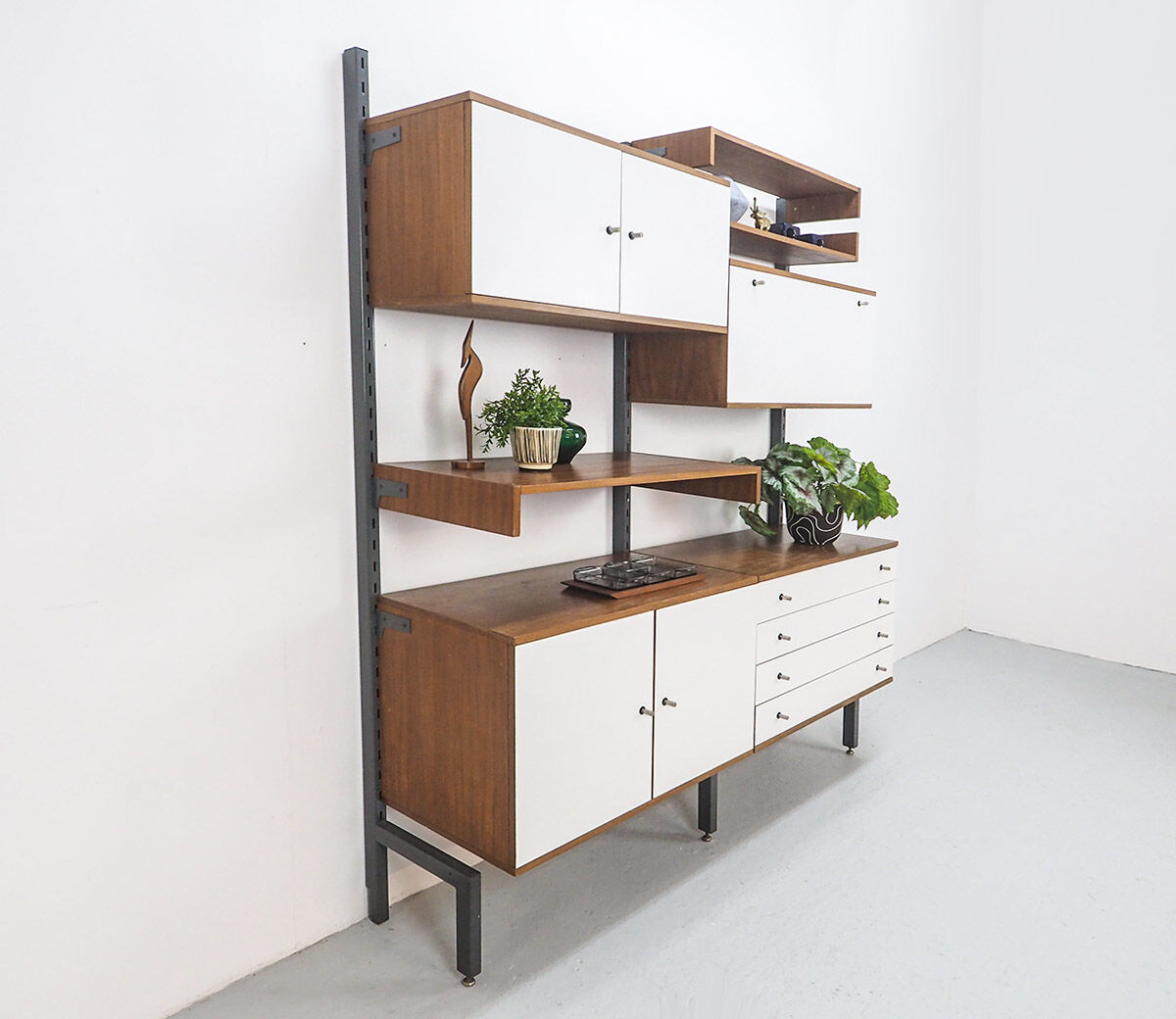 Teak and metal wall unit by Simplalux, 1960's