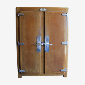 Meuble vintage réfrigérateur en bois 2 portes