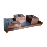 Set of 3 wooden boxes on tray set office or smoker