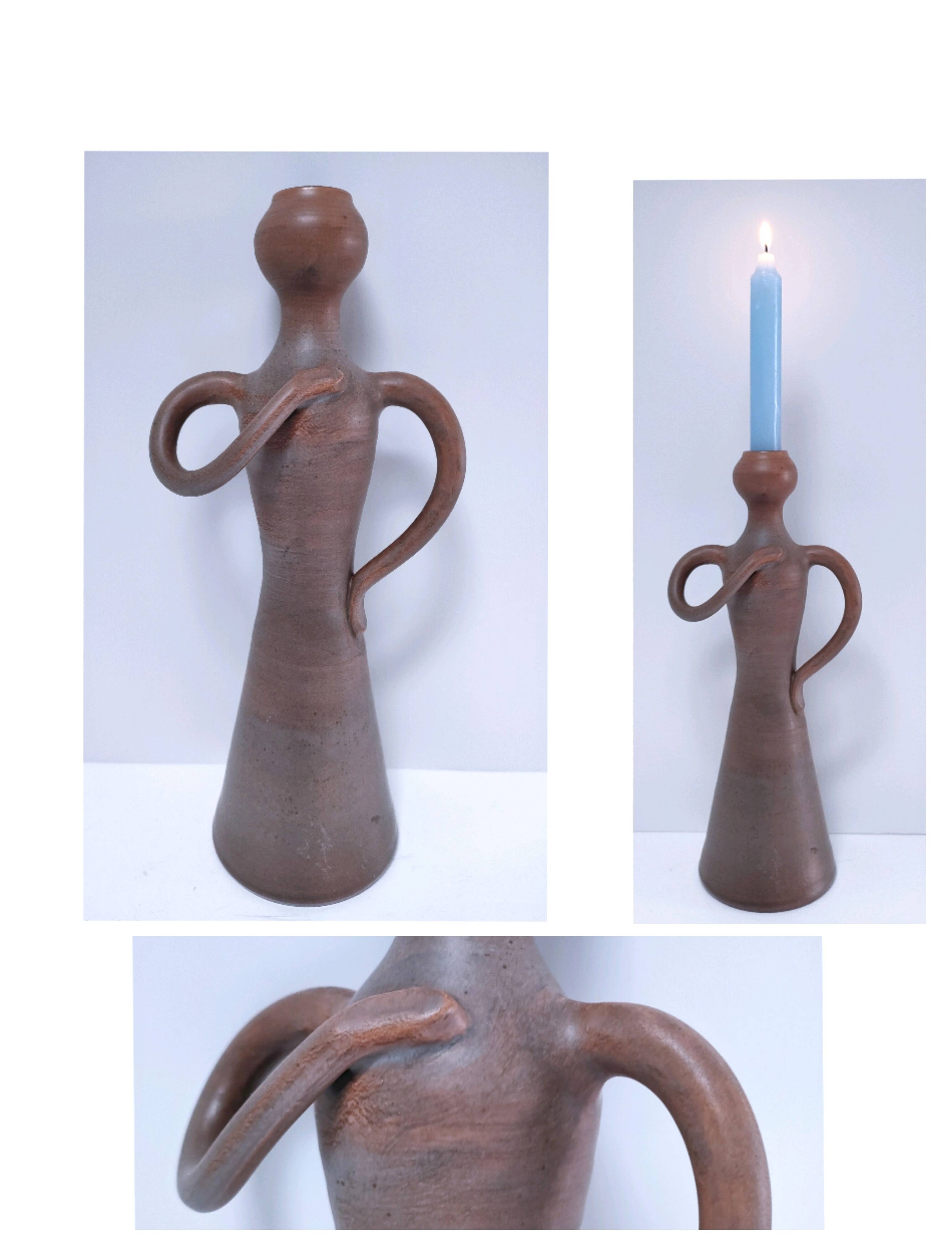 Anthropomorphic ceramic candle holder for women signed