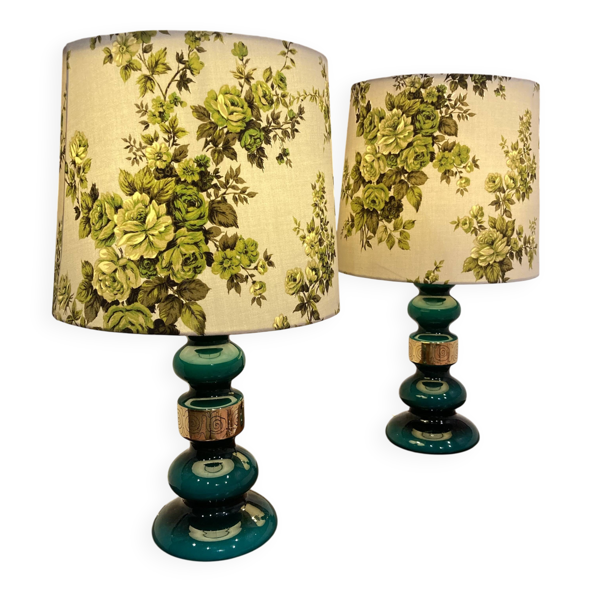 Pair of Scandinavian design glass lamps from the 1950s.