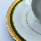 Duo cups Limoges bordered green gilded with fine gold