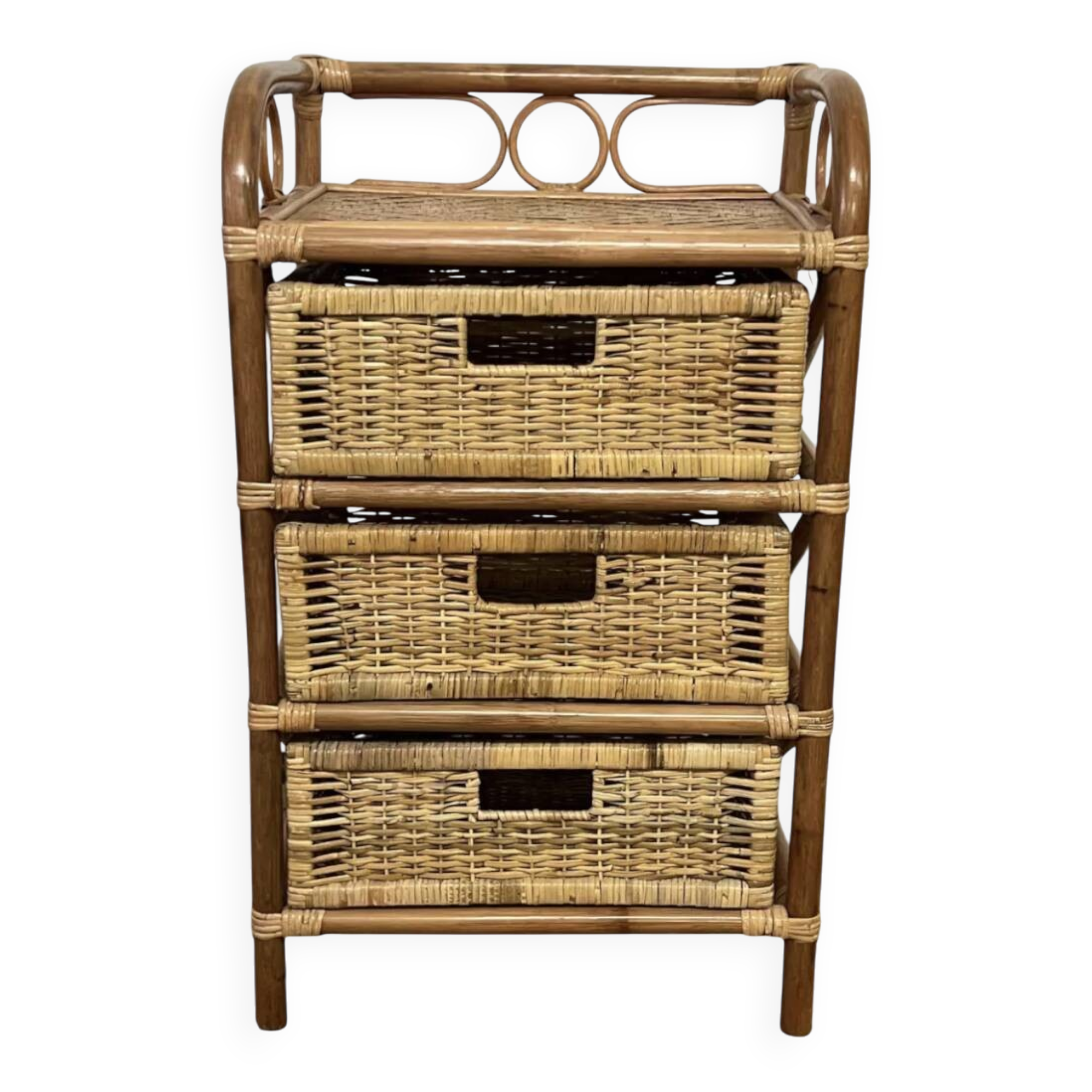 Vintage rattan chest of drawers