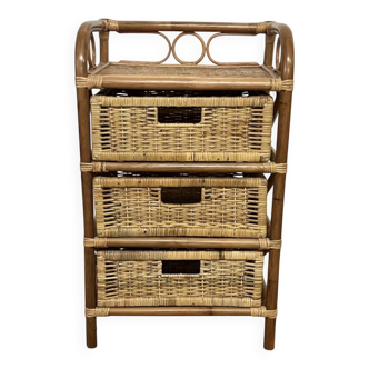Vintage rattan chest of drawers