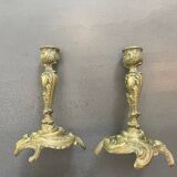 Pair of Louis XV style gilt bronze candlesticks