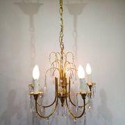 Lustre 5 lumières en laiton et cristal