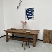 Large solid oak farm table with its extensions, 1950s