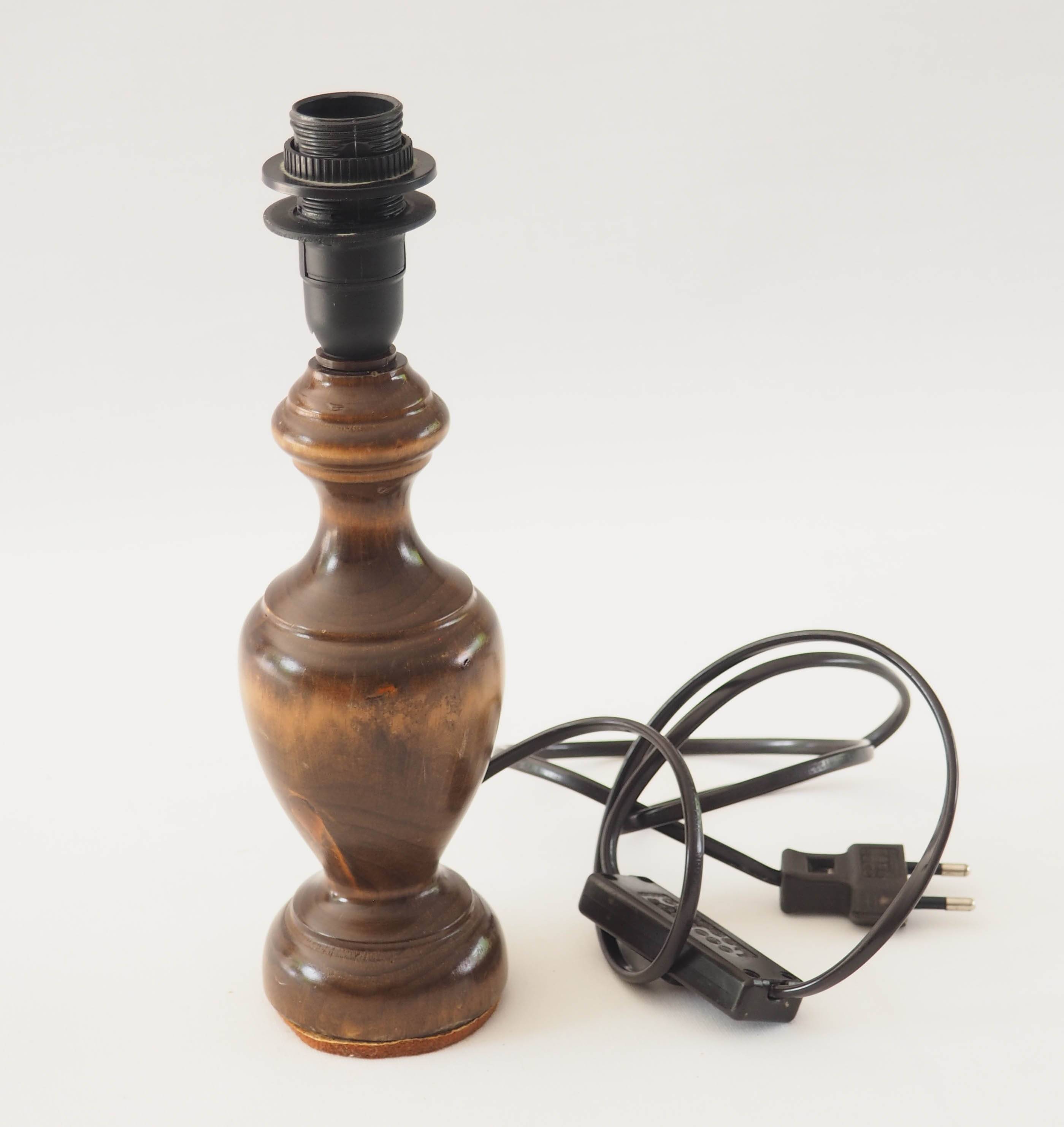 Turned wooden bedside lamp base