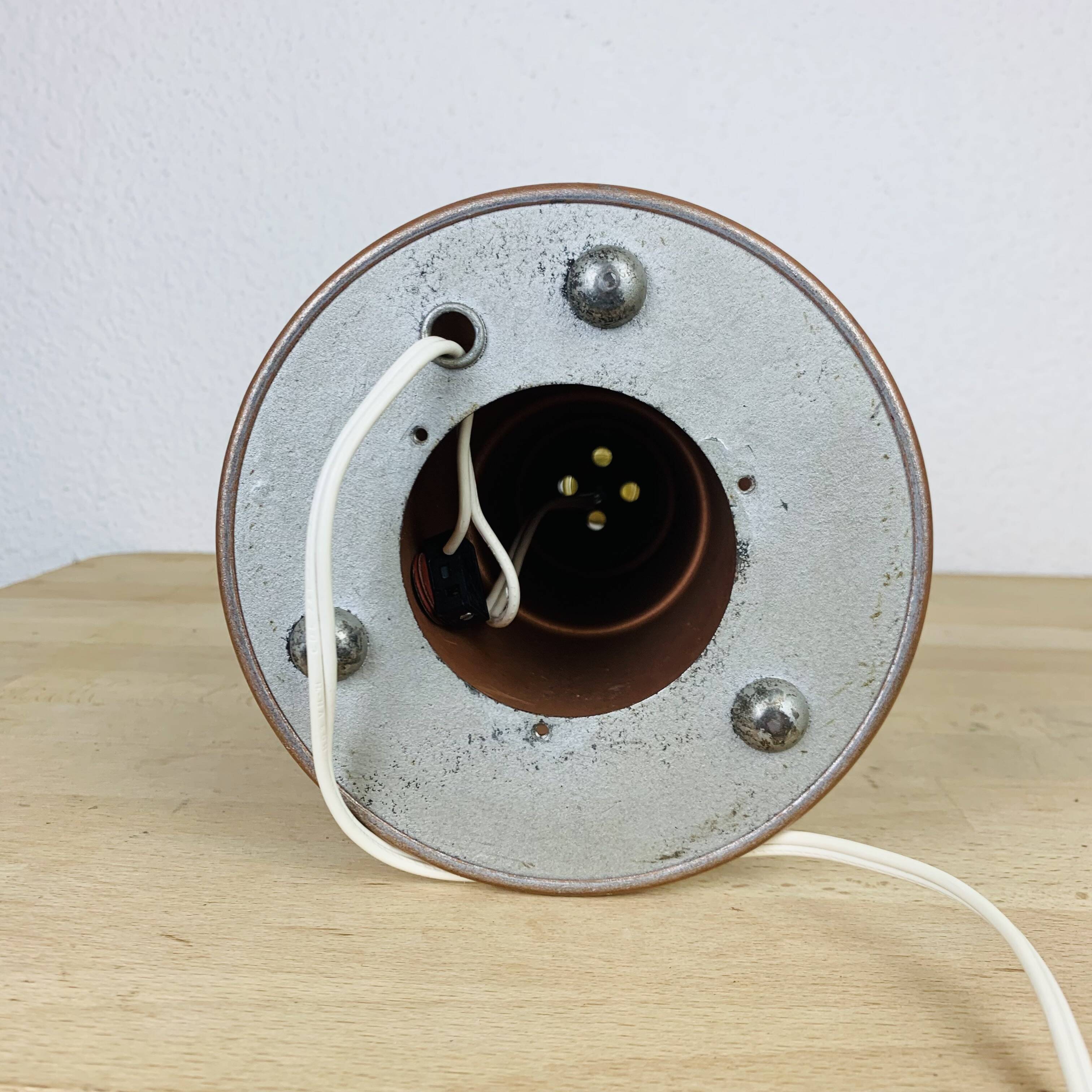 Art Deco conical copper lamp and opaline globe