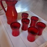 Pitcher and 6 old Elchinger mug glasses